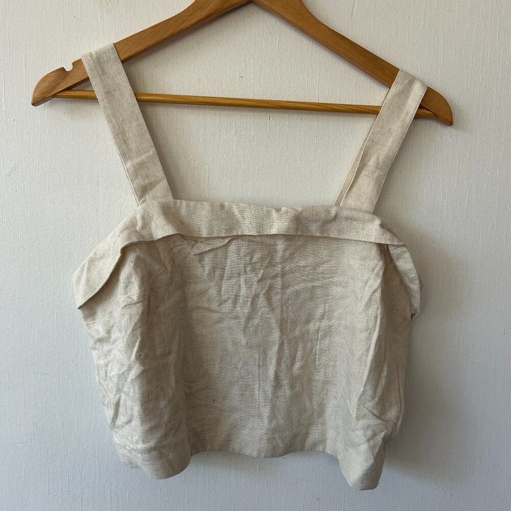 American Eagle Cropped Tank Top Womens Medium Beige NWT Minimalist Clean‎ Girl